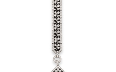 LeCoultre, Onyx and diamond lapel watch, 1920s