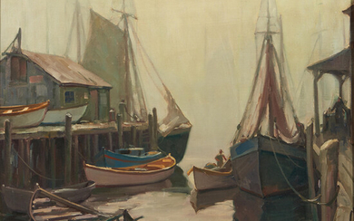 Leo B. Blake (American, 1887-1976) Gloucester Harbor 20 x 24 in. (50.8 x 61.0 cm) framed 25 1/2 x 29 1/2 in.