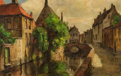 Léon Mechelaere (1880-1964), a view on Bruges, oil on canvas, 65 x 75 cm
