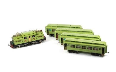 Lionel #408E w/ 418, 419,431 & 490 Apple Green Car Set