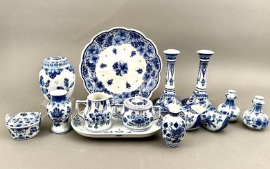 Lot of Assorted Blue and White Delft Pottery