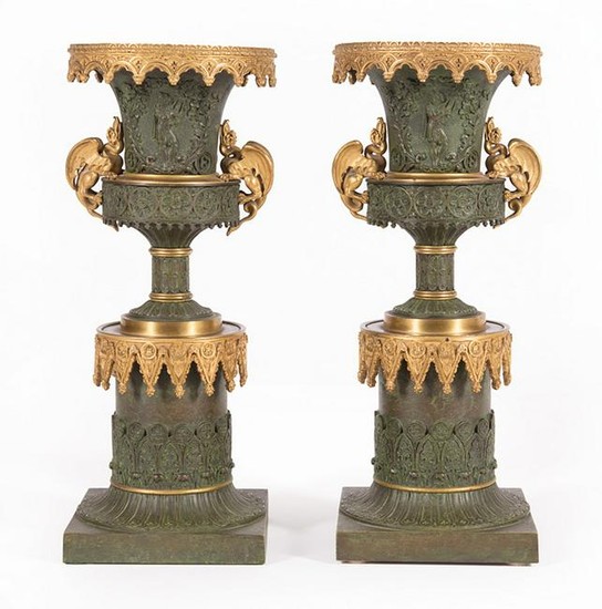Louis Philippe Patinated Bronze Urns