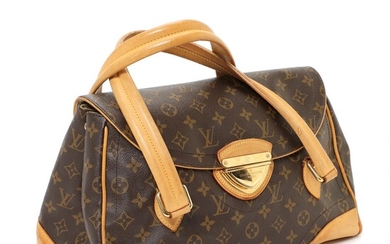 NOT SOLD. Louis Vuitton: A "Beverly" bag of brown monogram coated canvas with one large...