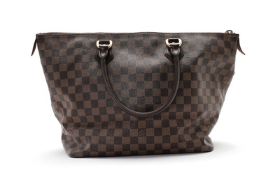 NOT SOLD. Louis Vuitton: A "Saleya" bag made of brown Damier Ebene canvas with brown...