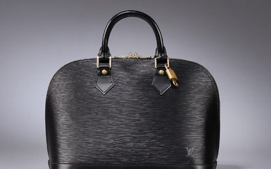 Louis Vuitton. 'Alma PM' handbag in black Epi leather