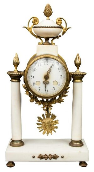 Louis XVI Manner French Marble Portico Clock