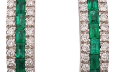 MASSIMO RAITERI - a pair of 18ct white gold emerald and diam...