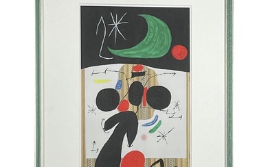 MIRO Joan (d'après) (1893-1983). «Interieur nuit ». Impression jets d'encre sur toile signée dans la...