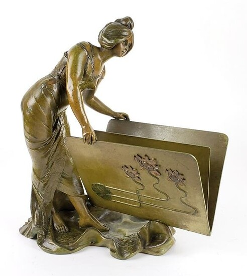 Magnificent Art Deco Bronze Figure of Woman w/ Book