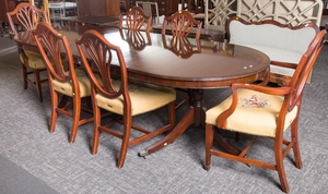Mahogany Dining Table with 6 Chairs and 2 Leaves