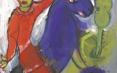Marc Chagall (1887-1985) Le Cavalier mexicain en rouge et son cheval violet