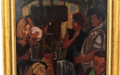 Marcel GONZALEZ (1928-2001) "Pont-Aven : Le Café du Centre", oil on canvas, signed lower right and dated "81", 65 x 50 cm