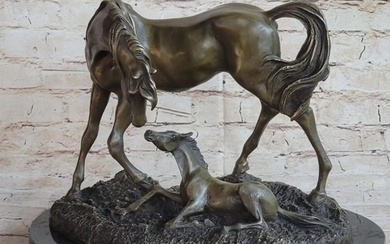 Mare & Foal Bronze Sculpture