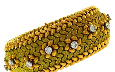 Mauboussin Diamond Yellow Gold Bracelet, 1950s