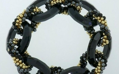Meredith Frederick Onyx and Gold Beads Bracelet