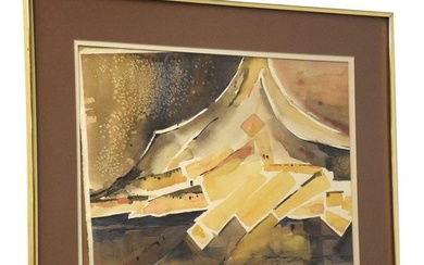 Mid Century Modern Abstract Watercolor Painting