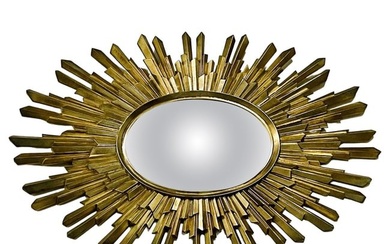 Mid-Century Modern Gilt Gold Sunburst Mirror