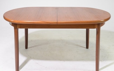 Mid Century Modern Oval Table with Pop Up Leaf
