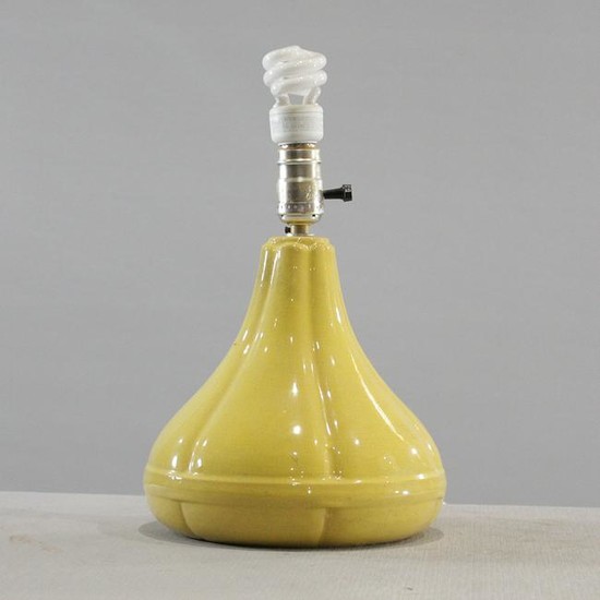Mid-Century Modern Yellow Ceramic Gourd Shape Lamp