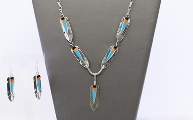 Native American Navajo feather Necklace Multi-Color