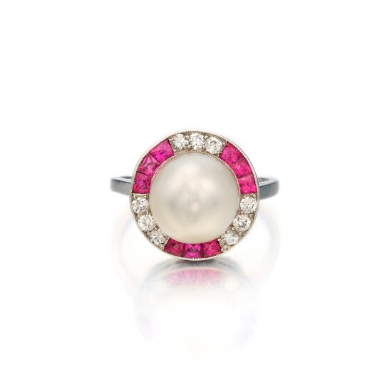 Pearl, Ruby and Diamond Ring
