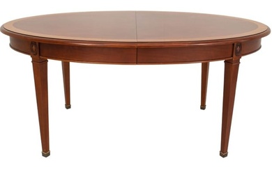 Neoclassical Style Oval Veneered Dining Table