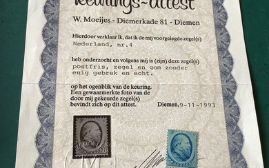 Netherlands 1864 - 5 cent Willem III Utrecht print with Moeijes photo certificate - NPVH 4