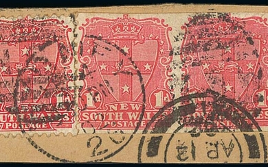 New South Wales 1899 (Oct.) Watermark Crown over "NSW" (II) 1d. salmon-red, an imperforate pai...