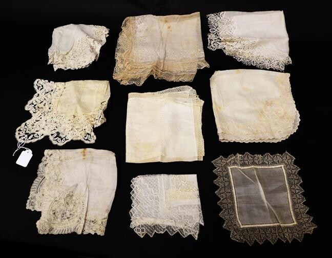 Nine Assorted White Cotton and Silk 19th Century and Later...