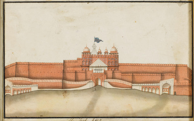 Nine views of monuments, including the Red Fort at Agra,...