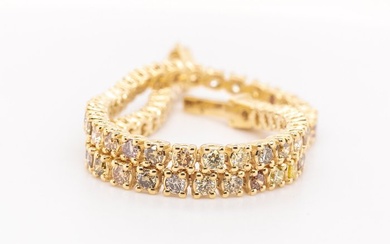No Reserve Price - 2.35 tcw - Light to Fancy Mix Yellow - Brown - 14 kt. Yellow gold - Bracelet Diamond