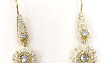 No Reserve Price - NO RESERVE PRICE - Earrings - 9 kt. Silver, Yellow gold Topaz - Diamond