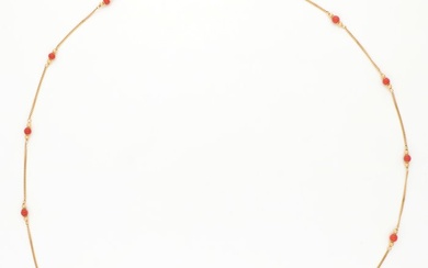 No Reserve Price - Necklace - 18 kt. Yellow gold Blood Coral