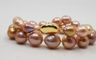 No reserve price - 925 Silver - 9x12mm Beautiful Colour Edison Pearls - Bracelet