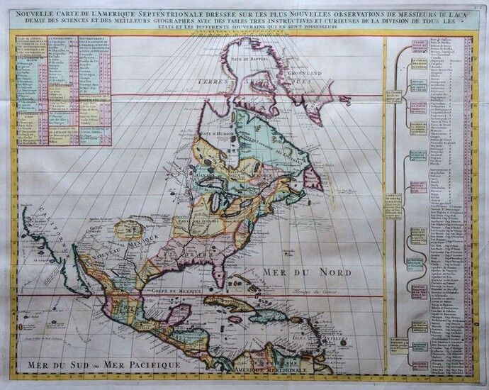 North America, Verenigde Staten, Californië, Canada, Mexico, Cuba, Antillen en meer.; Henri Chatelain, Delisle - Nouvelle Carte de l'Amerique Septentrionale - ca 1720