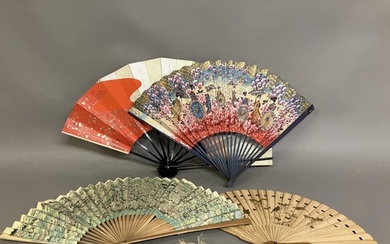 Oriental fans: A detailed Chinese folding fan with double pa...