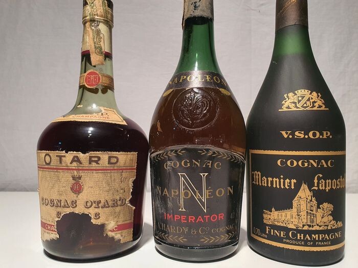 Otard, Hardy, Marnier Lapostolle -VSOP, Napoleon, VSOP - b. 1960s, 1970s - 70cl - 3 bottles