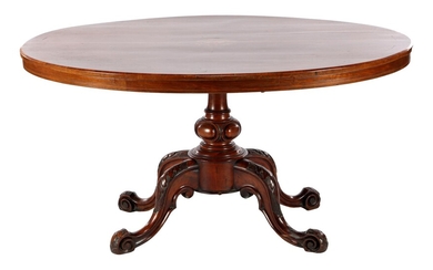 (-), Oval walnut veneer dining room table with...