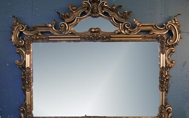 Oversized Antique French Gilt Overmantel Mirror