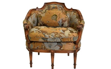Oversized French Style Bergère Lounge Chair