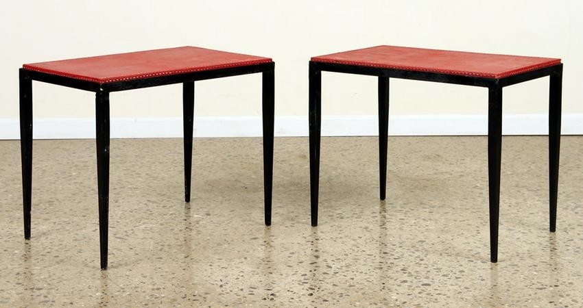 PAIR IRON END TABLES MANNER OF JEAN-MICHEL FRANK