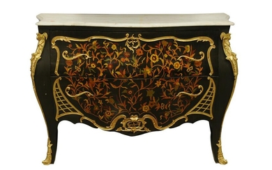 PAIR OF LOUIS XV STYLE DECORATED COMMODES