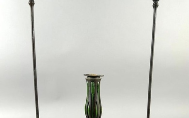 PAIR OF TIFFANY STUDIOS BRONZE CANDLESTICKS New York, Early 20th Century Heights 10.5" and 21".