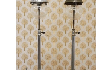 PAIR POLISHED CHROME TALL TILLY LAMPS