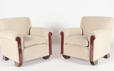 PR FRENCH MAHOGANY UPHOLSTERED CLUB CHAIRS 1940