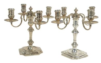 Pair English Sterling Silver Candelabras, marked James