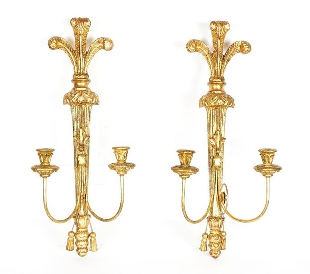 Pair French Carved Gilt Wood Wall Sconces