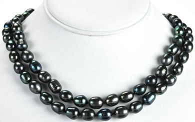Pair Hand Knotted Baroque Tahitian Pearl Necklaces