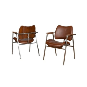 Pair Steel Arm Chairs