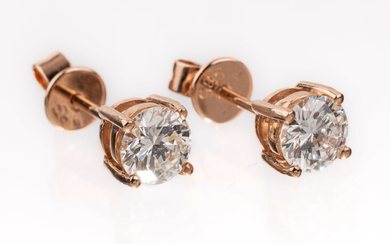 Pair of 14 kt gold brilliant-earrings , RG 585/000, 2...